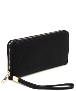 Fashion Zip Around Wallet Wristlet AD020 BLACK